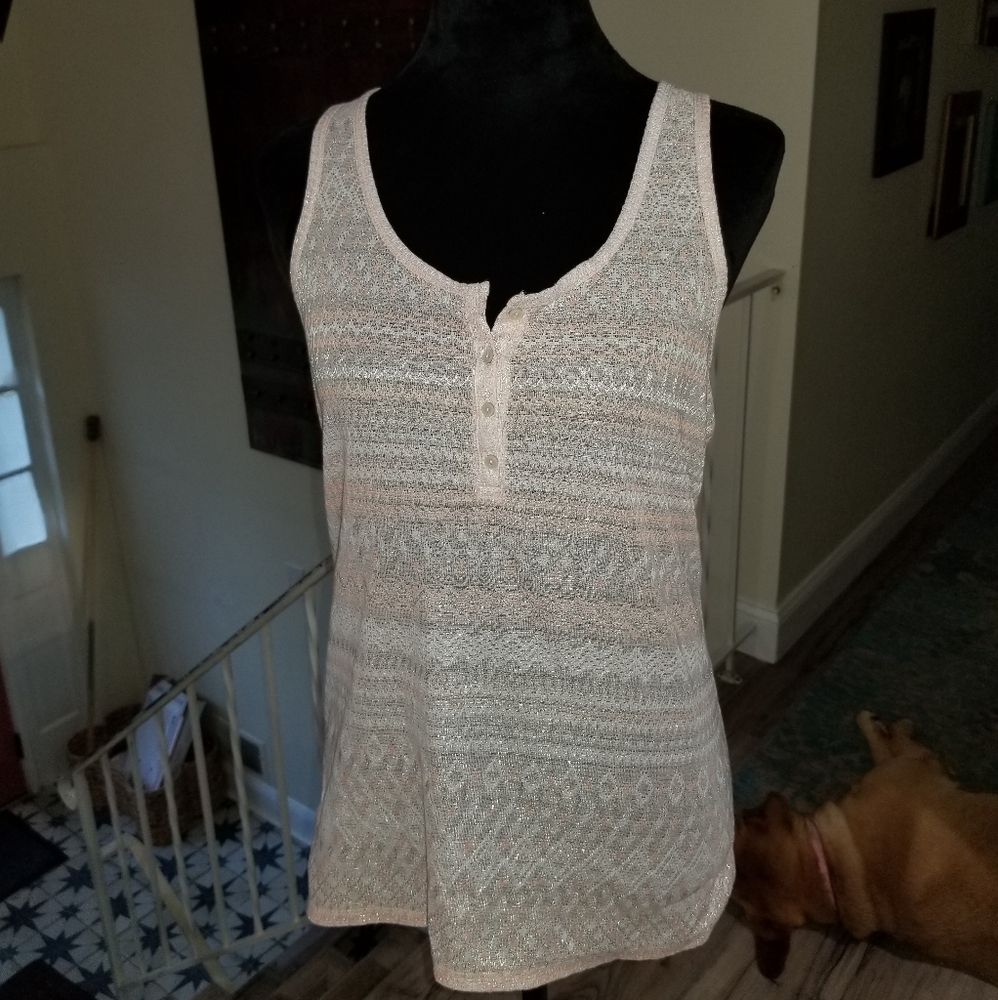 American Eagle Outfitters peach and metallic silver racer back tank top size L.